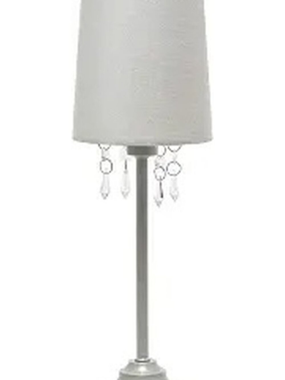 New Simple Designs Gray Table Lamp, Gray Fabric Shade, Hanging Beads, 17.25 inch